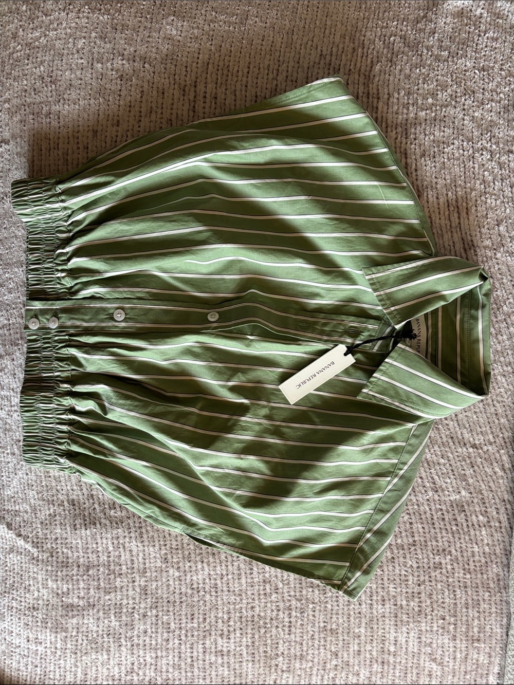 Banana Republic Green and White Striped Skirt Set